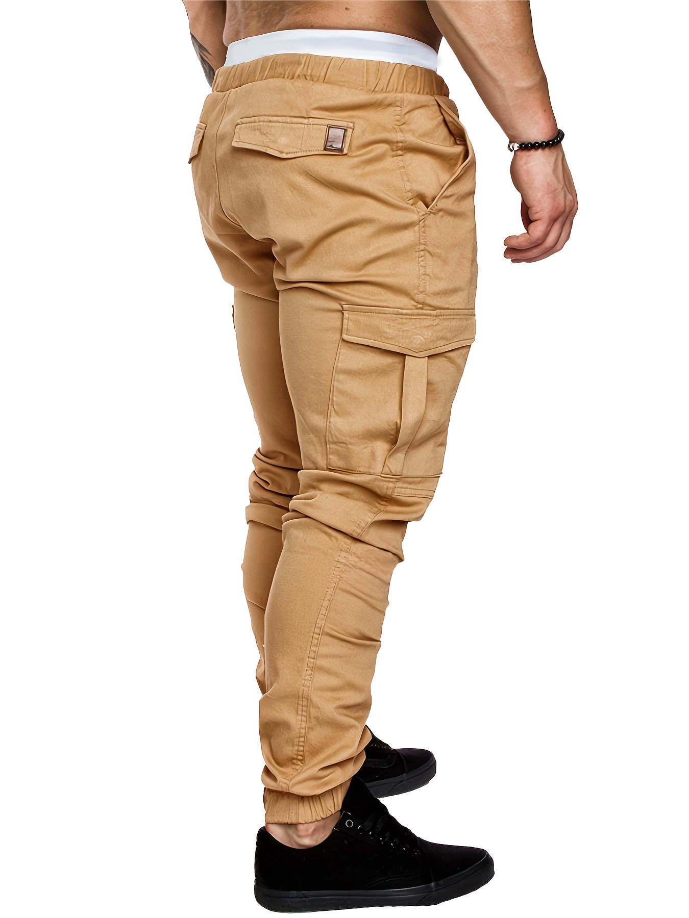 Men's Navy Blue Cotton Cargo Pants with Multiple Pockets - Casual & Outdoor Workwear for Hiking, Running, and Everyday Use, Camping Gear