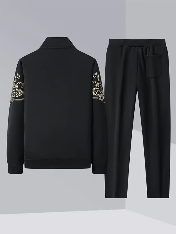 2pcs Youth New AR Embroidered Jacket and Pants Set, 100% Polyester, Non-Stretch Warm Long Sleeve Trousers Sports Suit, Suitable for Jogging, Cycling, Outdoor Walkin, for Outdoor - Image 4