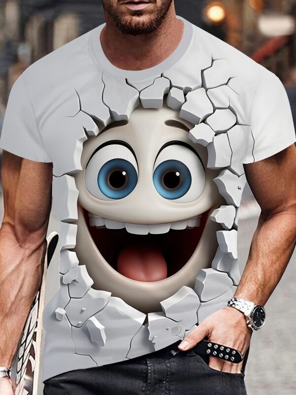 Men's 3D Printed Novelty T-Shirt - Stretchy, Comfortable Casual Tee for Outdoor Activities, Round Neck, Machine Washable - Image 3