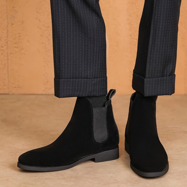 Men'S Classic Square Toe Chelsea Boots - All-Season Faux Ankle Dress Boots with Elastic Slip-On Closure, Solid Color, Rubber Sole, Fabric Lining for Daily & Business Wear - Image 3