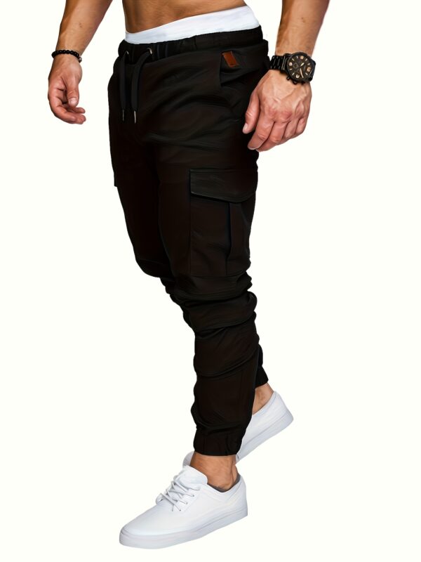 Men's Navy Blue Cotton Cargo Pants with Multiple Pockets - Casual & Outdoor Workwear for Hiking, Running, and Everyday Use, Camping Gear - Image 5