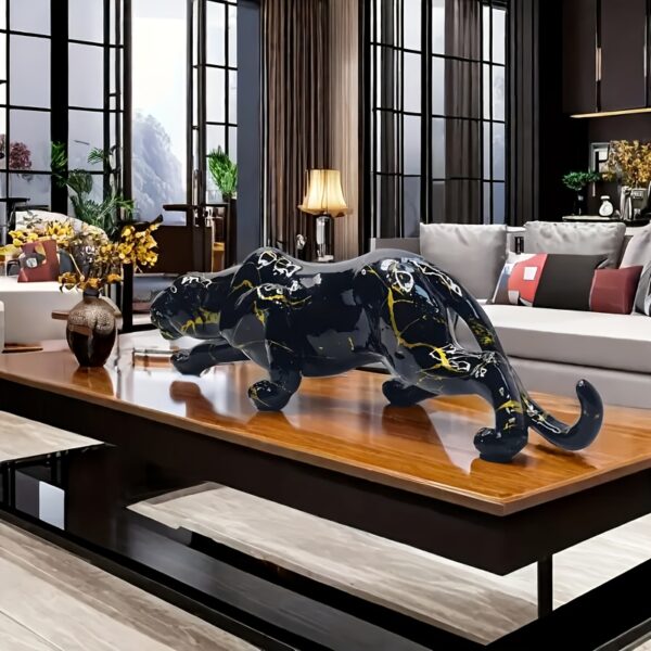 1pc Elegant Black Panther Resin Sculpture - Multi-Use Letter Animal Theme Statue for Indoor & Outdoor Decor, Ideal for Christmas, Thanksgiving, Valentine'S Day, Father'S Day, Mother'S Day - Perfect for Living Room & Office Shelves, Indoor Decoration | Artistic Panther Design | Detailed Craftsmanship, Panther Decor - Image 4