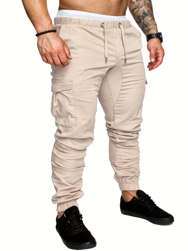 Men's Navy Blue Cotton Cargo Pants with Multiple Pockets - Casual & Outdoor Workwear for Hiking, Running, and Everyday Use, Camping Gear - Image 9