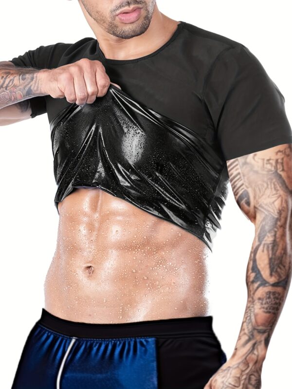 Men'S ARUNOW 2025 Upgraded Sauna Shirt - Quick-Dry, Odorless Fabric - Round Neck, Thin Straps - Sweat-Wicking & Compressive for Gym & Fitness - Solid Color, Long Sleeve, Breathable, Sweat-Resistant - Image 2