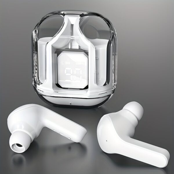 1 Pair Transparent TWS Wireless Earbuds with LED Power Display, Sports & Exercise In-Ear Headphones, Volume Control, Compatible with Smartphones, Condenser Mic, Rechargeable Lithium Polymer Battery, Type-C Charging, for Gaming, Music, Business - Ideal Gift - Image 9