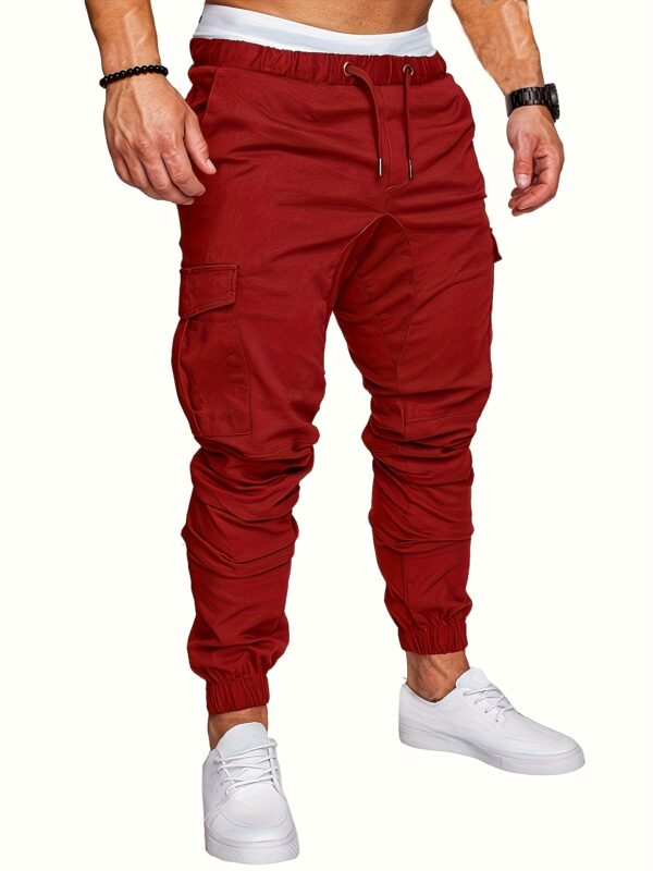 Men's Navy Blue Cotton Cargo Pants with Multiple Pockets - Casual & Outdoor Workwear for Hiking, Running, and Everyday Use, Camping Gear - Image 7