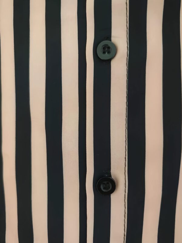Men'S Summer Striped Business Shirt, Short Sleeve Button, Regular Fit, 95% Polyester 5% Elastane, Woven Fabric, Slight Stretch, Work Style, Lapel Collar, 119gsm - Casual Workwear - Image 8