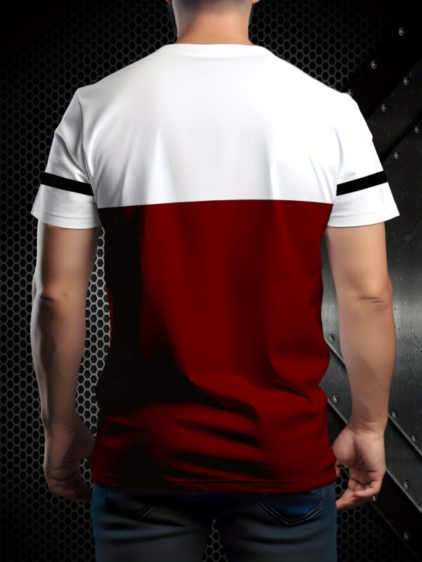 Men'S Casual 3D Print T-Shirt - Red & White Striped, Short Sleeve, Round Neck, Lightweight & Stretchy, Summer Sportswear, Sporty Casual Wear | Graphic Tee | Comfortable Fit, PLUS SIZE - Image 3