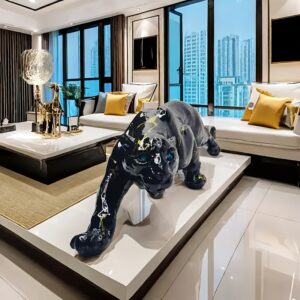 1pc Elegant Black Panther Resin Sculpture - Multi-Use Letter Animal Theme Statue for Indoor & Outdoor Decor, Ideal for Christmas, Thanksgiving, Valentine'S Day, Father'S Day, Mother'S Day - Perfect for Living Room & Office Shelves, Indoor Decoration | Artistic Panther Design | Detailed Craftsmanship, Panther Decor