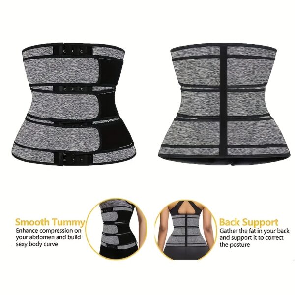Women's Adjustable Waist Trainer Belt for Fitness and Sports - Hook-and-Eye Closure, Tummy Control, Body Shaping, Knitted Textile Material with Neoprene and Polyester, Gym Accessories - Image 8