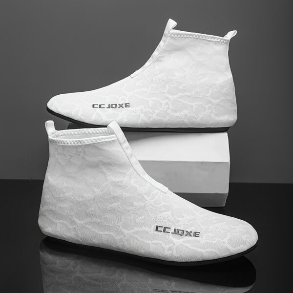 CJOXE Men's Casual Fashion Ankle Boots - Sleek Black Slip-On Walking Shoes with Geometric Design, Comfortable Fabric Lining & Durable Rubber Sole for All-Season Outdoor Activities - Image 9