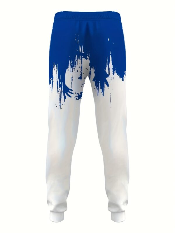 Men'S Casual 3D Digital Print Long Pants and Short Sleeve Set, Crew Neck, Regular Fit, Knit Fabric, Polyester 90%, Spandex 10%, 105g/m², for Spring/Summer/Fall - Weekend Casual Lash Sets - Image 7