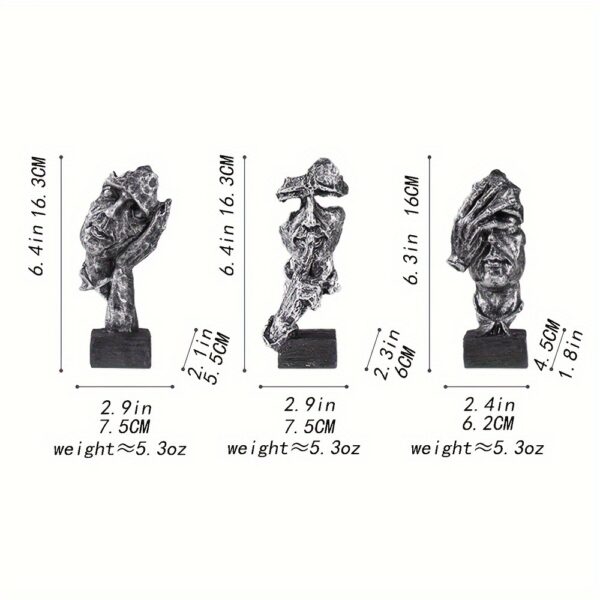 The Silent Faces Of People Are Golden Abstract Resin Art Pieces For Home Decoration, Consisting Of 3 Items. - Image 5