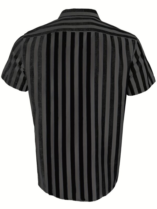 Men'S Summer Striped Business Shirt, Short Sleeve Button, Regular Fit, 95% Polyester 5% Elastane, Woven Fabric, Slight Stretch, Work Style, Lapel Collar, 119gsm - Casual Workwear - Image 6