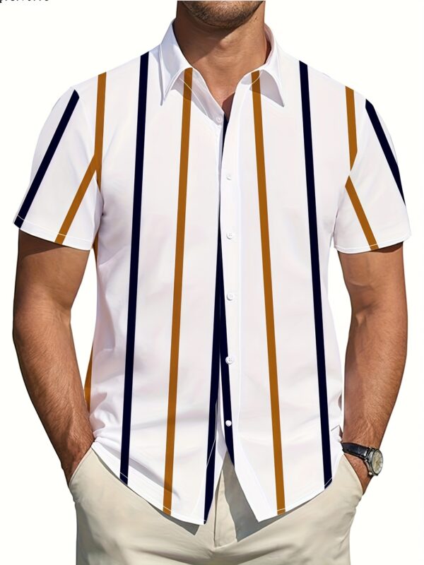 Men'S Striped Short-Sleeve Shirt for Summer - Image 3