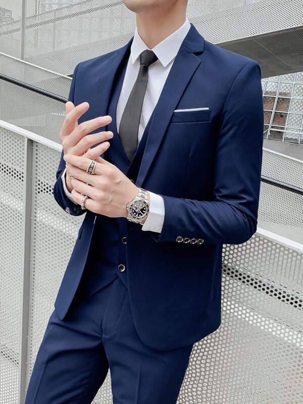 Guireniao Men'S 1pc Black V-Neck Suit Jacket - Elegant Wedding & Business Attire with Pocket, Non-Stretch Fabric, Perfect for Spring/Summer/Fall - Image 6