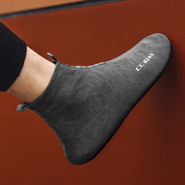 CJOXE Men's Casual Fashion Ankle Boots - Sleek Black Slip-On Walking Shoes with Geometric Design, Comfortable Fabric Lining & Durable Rubber Sole for All-Season Outdoor Activities - Image 13