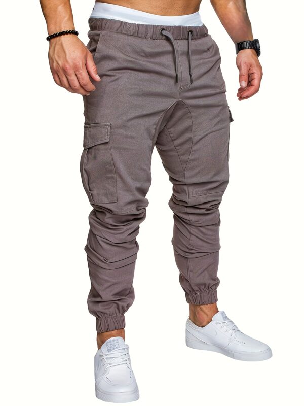 Men's Navy Blue Cotton Cargo Pants with Multiple Pockets - Casual & Outdoor Workwear for Hiking, Running, and Everyday Use, Camping Gear - Image 3
