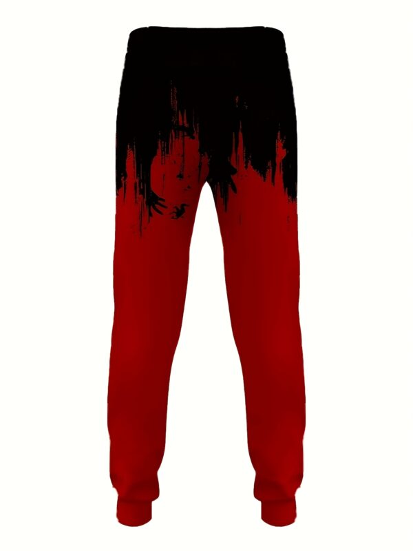Men'S Casual 3D Digital Print Long Pants and Short Sleeve Set, Crew Neck, Regular Fit, Knit Fabric, Polyester 90%, Spandex 10%, 105g/m², for Spring/Summer/Fall - Weekend Casual Lash Sets - Image 9