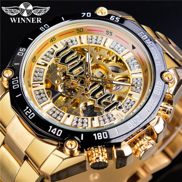 Winner New European and American Style Men's Fashion Leisure Hollow out Mechanical Movement Automatic Mechanical Watch Fashion Watch - Image 4