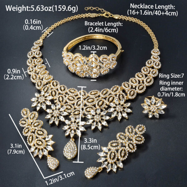 Elegant & Luxurious Women's Jewelry Set with Sparkling Zirconia Flower Pendants - Perfect for Weddings and Banquets, All-Season Wear - Image 6