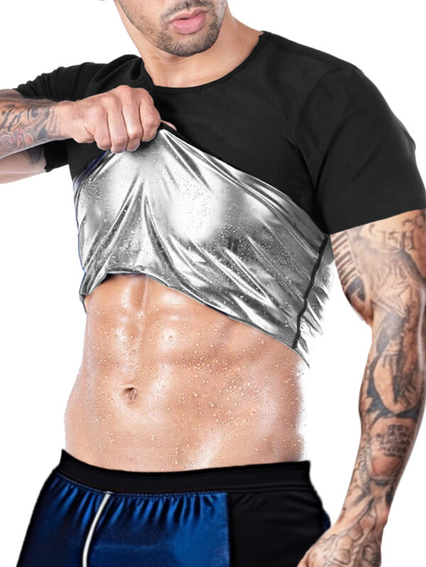Men'S ARUNOW 2025 Upgraded Sauna Shirt - Quick-Dry, Odorless Fabric - Round Neck, Thin Straps - Sweat-Wicking & Compressive for Gym & Fitness - Solid Color, Long Sleeve, Breathable, Sweat-Resistant - Image 3
