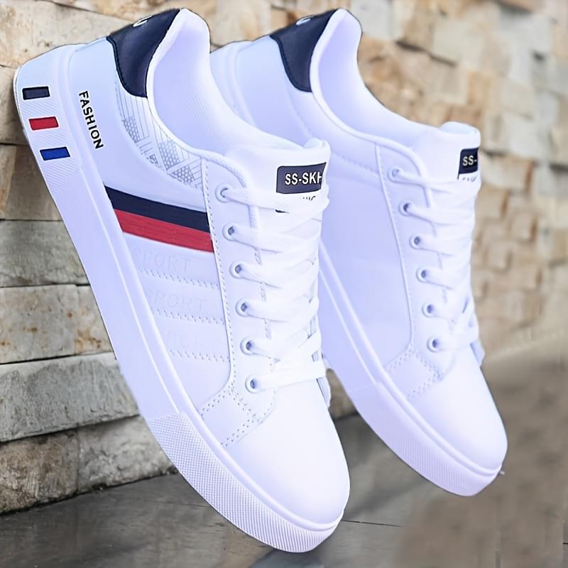 Men's Lace-up Sneakers, Striped Design Skateboard Shoes