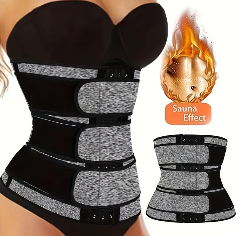 Women's Adjustable Waist Trainer Belt for Fitness and Sports - Hook-and-Eye Closure, Tummy Control, Body Shaping, Knitted Textile Material with Neoprene and Polyester, Gym Accessories