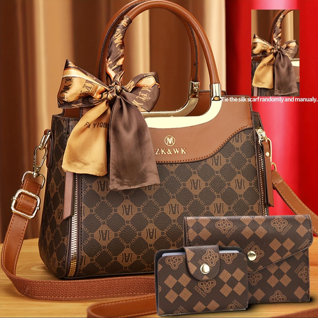 Three-Piece Women'S Suit Bag Personalized Print Handbag Trendy Old Flower Shoulder Bag Women'S Bag Messenger Bag