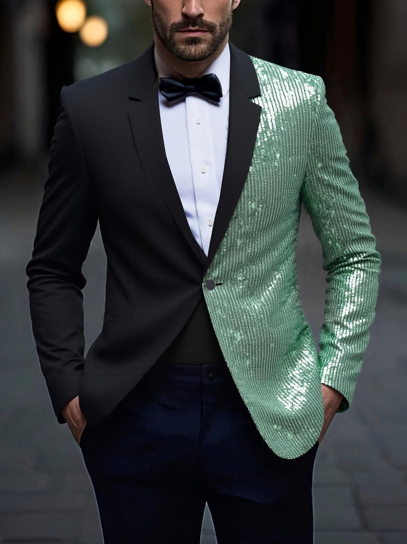 Men's Suit Party Wedding Gown Groom Suit Sequin Performance Jacket